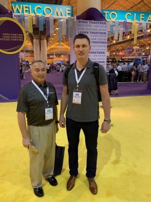 John Antene, president of laundromat sales, and Joe Martynaitis, general sales m